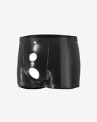 Men Glossy Keyhole Crotchless Boxer Briefs