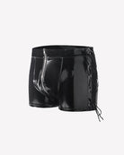 Men Glossy Lace-Up Zip Front Boxer Briefs