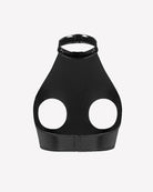 Glossy Halter Neck Cupless Crop Top