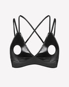 Glossy Criss-Cross Strap Cupless Bra