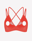 Glossy Criss-Cross Strap Cupless Bra