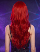 Long wavy center-part curly wig, rich red, long back waves