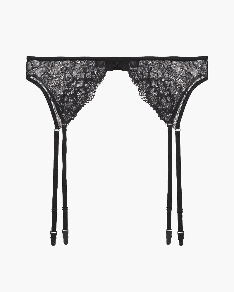 Black lace garter belt with adjustable straps, sweet and seductive lingerie details