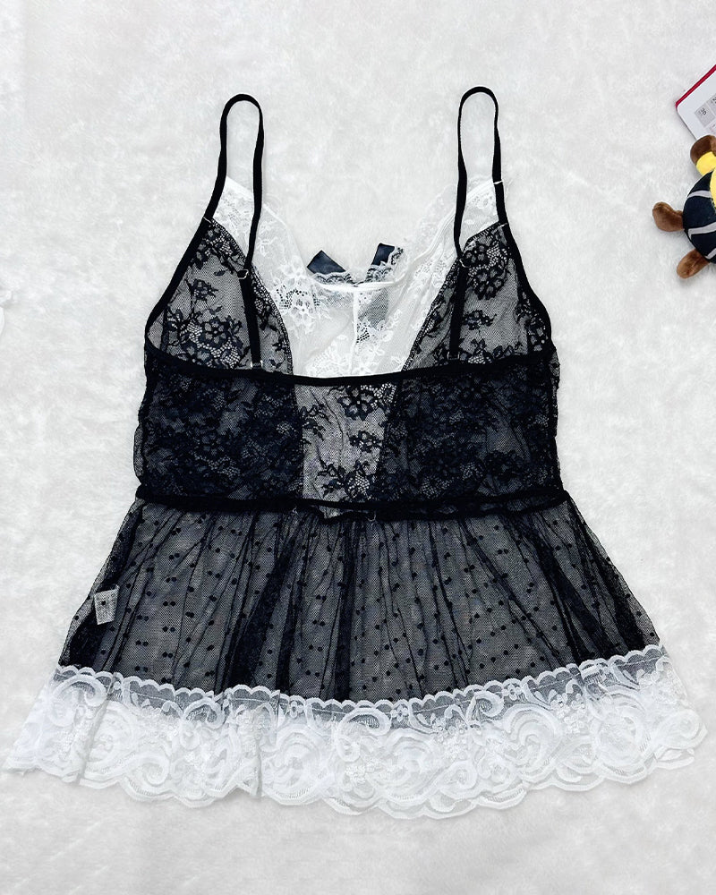 Plus Size Black and White Lace Lingerie Set. Elegant, adjustable straps, soft and comfy.