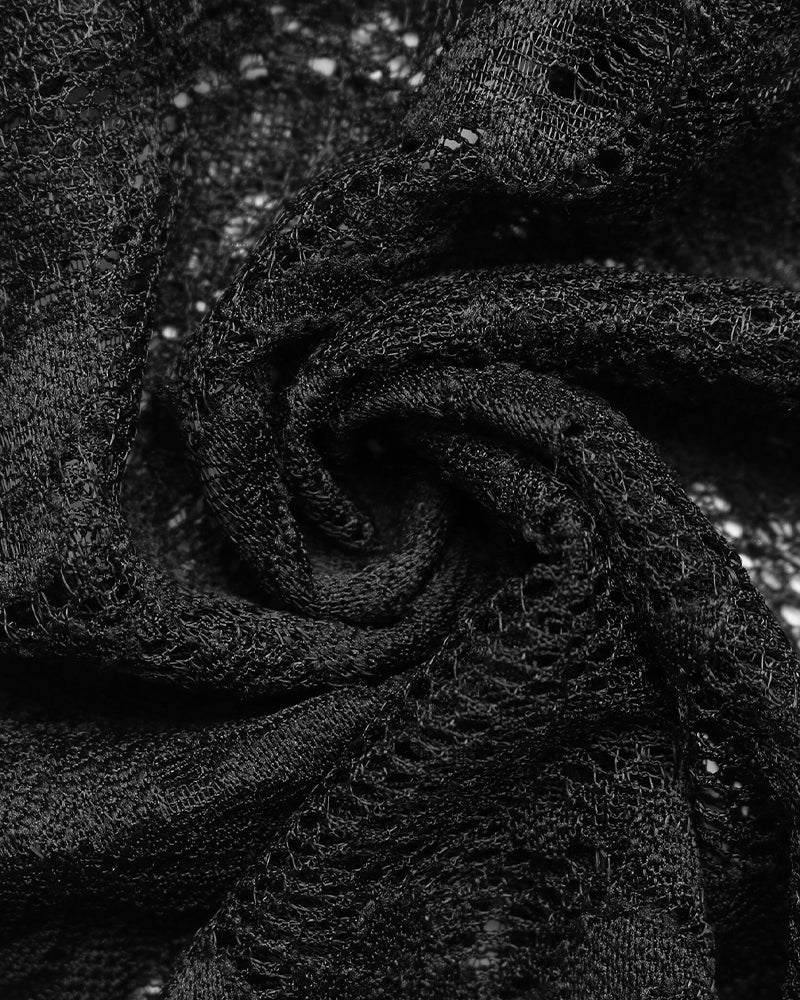 Black floral lace detail. Semi-sheer fabric for crop top camisole. Polyester and Spandex blend.