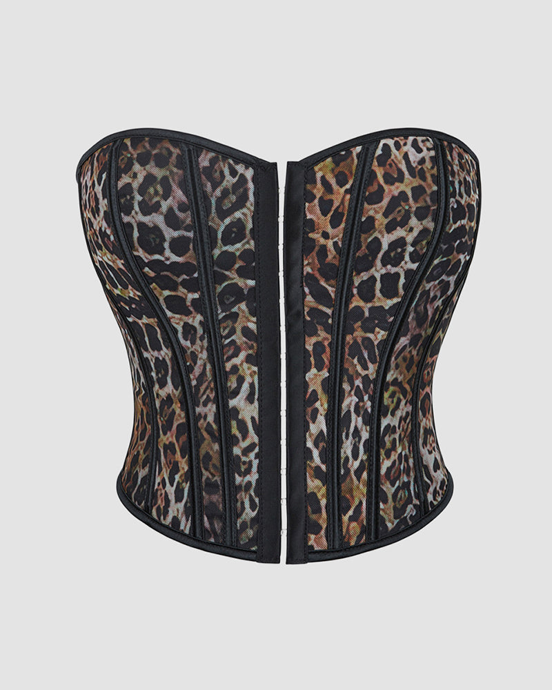 1960s Leopard Print Corset with Boning. Waist and Abdomen Support. Perfect for special events.