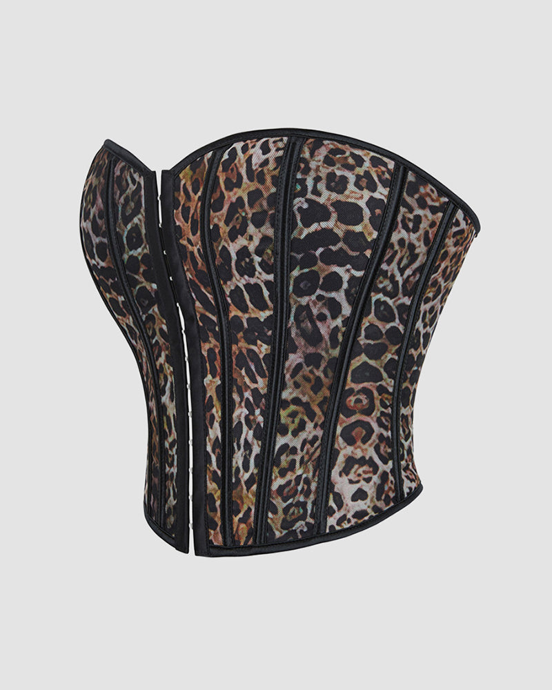 1960s Leopard Print Corset with Boning. Waist and Abdomen Support. Perfect for parties.