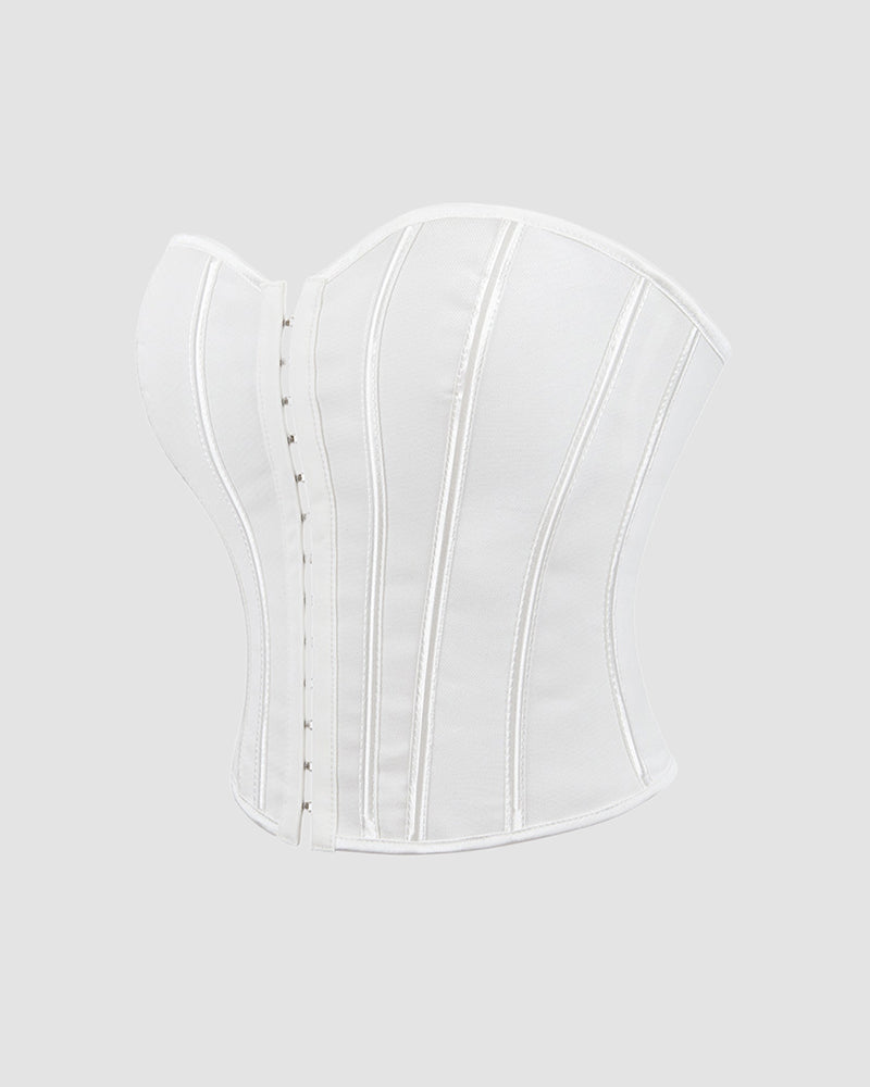 White boned corset for waist and abdomen support, ideal for parties and special occasions