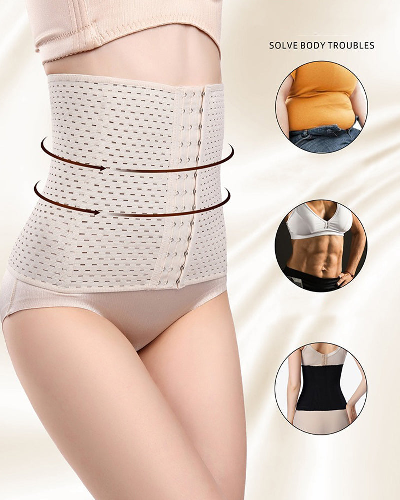 Beige mesh corset for slimming waist, three-breasted design, solves body troubles, Avidlove lingerie
