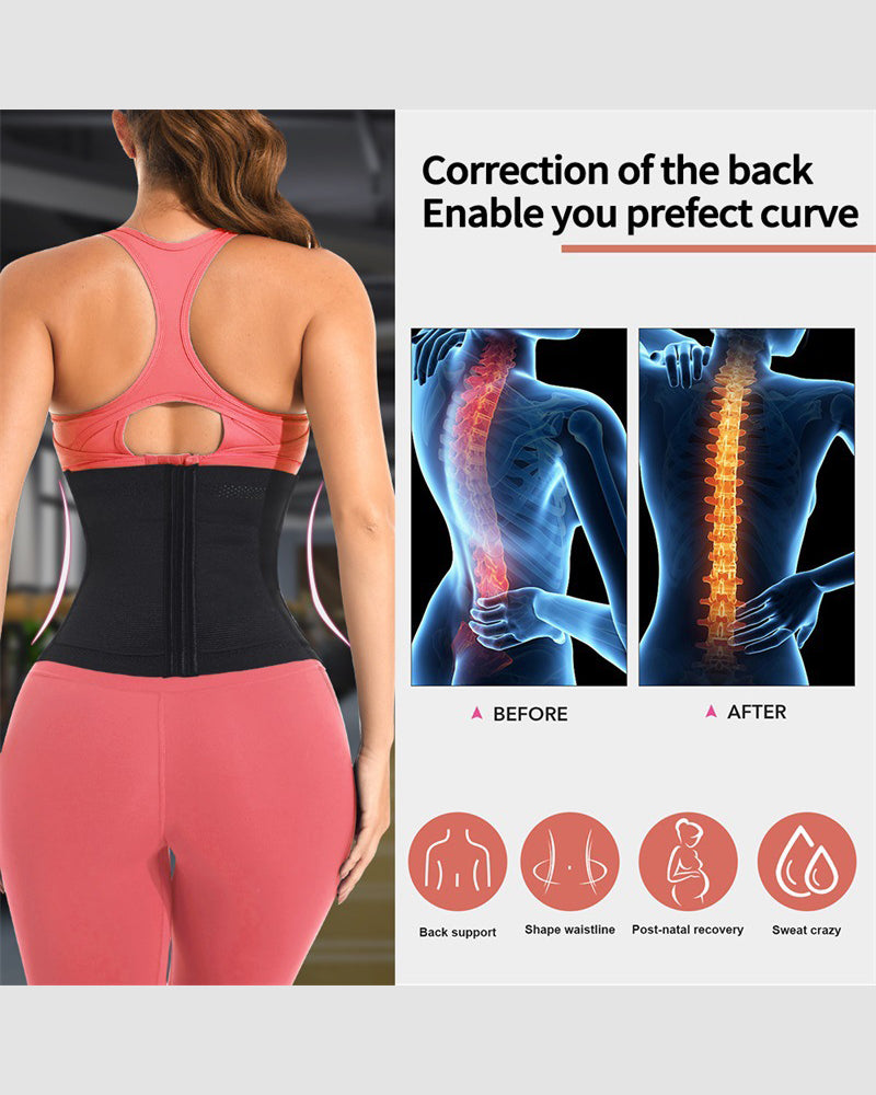 Double reinforced black waist corset for back support and shaping, enabling perfect curves.