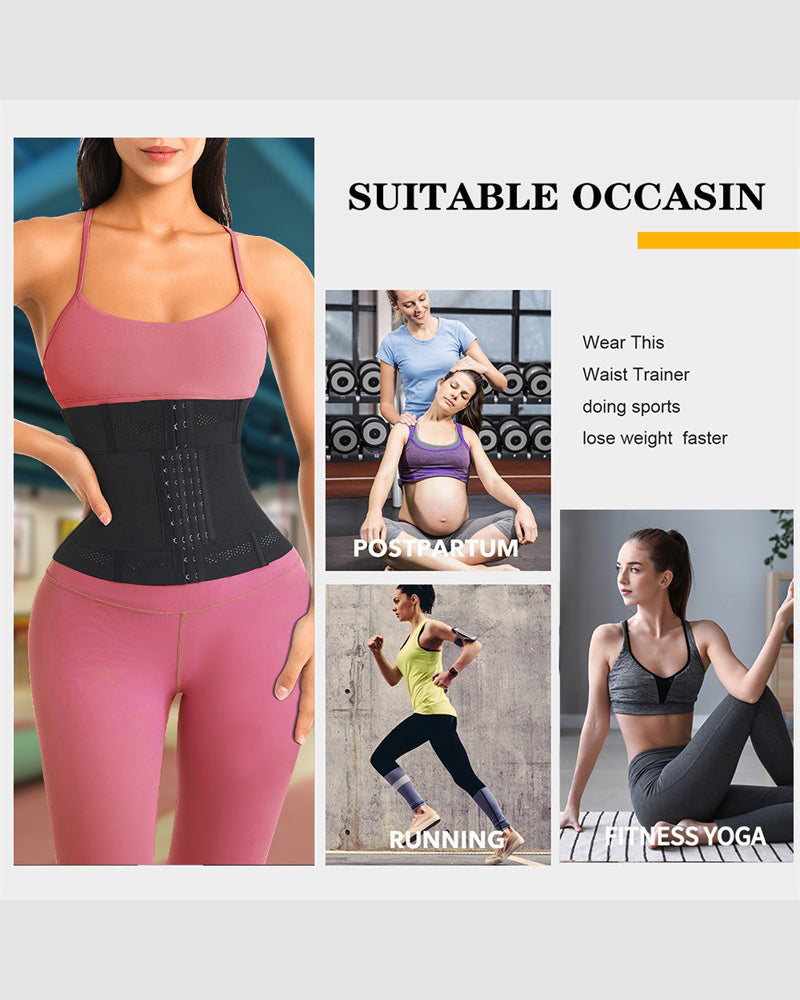 Double reinforced black waist corset for shaping, postpartum, fitness, and sports activities.