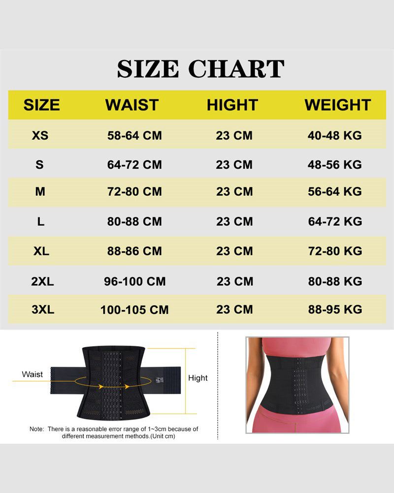 Waist corset size chart: XS-3XL, waist, height, weight guide. Find your perfect shapewear fit.