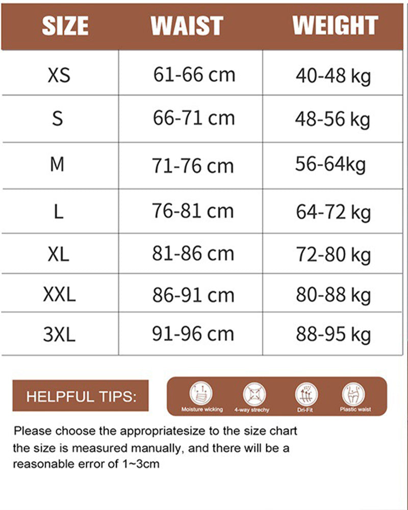 Elongated waist corset size chart: XS-3XL, waist and weight measurements, material features.