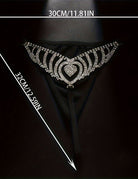 Black rhinestone waist chain thong with heart centerpiece and side sparkle rows