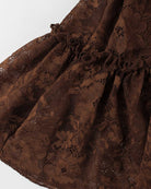 Brown ruffled lace tutu skirt with gathered tiered ruffle detail