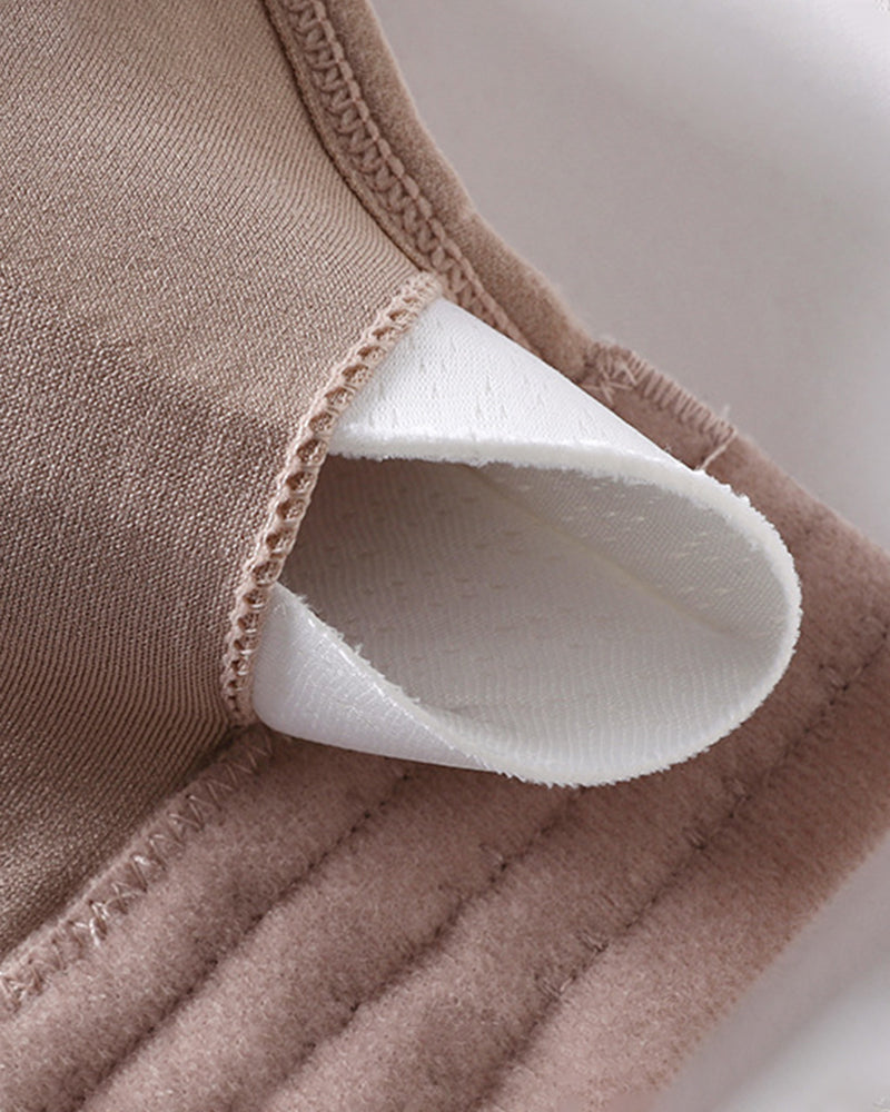 Strapless bandeau bra cup with removable pad, taupe outer and white inner
