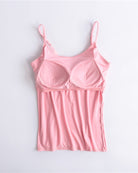 Built-in bra spaghetti strap tank top, blush pink with molded bra cups