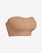 Strapless bandeau bra with removable pads in skin tone
