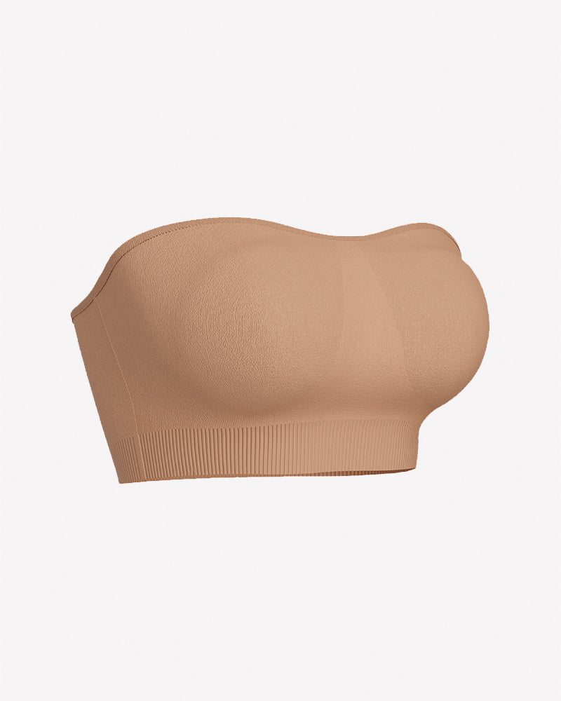 Strapless bandeau bra with removable pads in skin tone