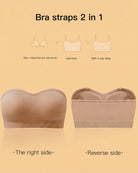 Skin-tone strapless bandeau bra with smooth cups and removable pads