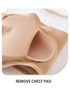 Beige strapless bandeau bra with removable chest pad, cupped opening