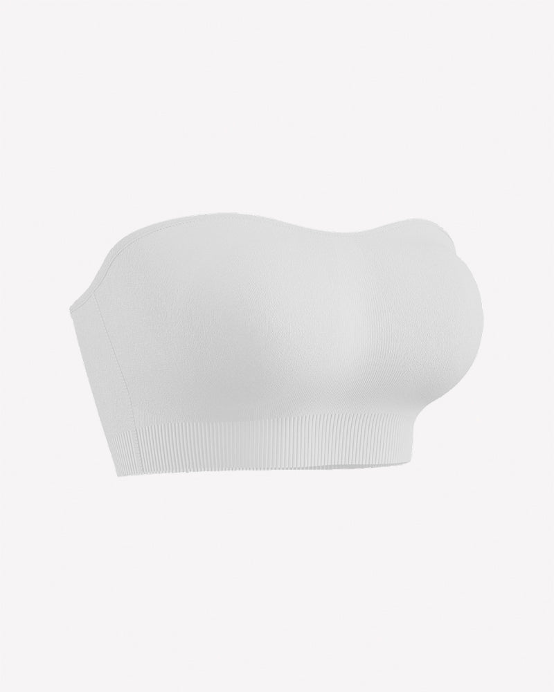 Strapless bandeau bra with removable pads in white