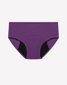 Purple high-waisted leakproof period panties, full coverage with wide waistband