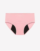 Pink high-waisted leakproof period panties, full coverage with wide waistband