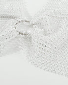 White rhinestone O-ring halter crop top