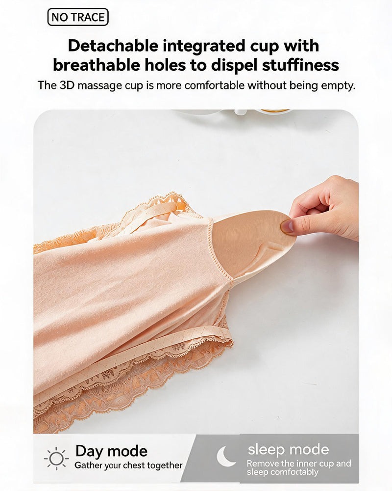 Beige lace bandeau with scalloped edges and breathable lace panel detailing.