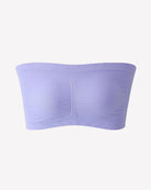 Lavender strapless bandeau bra, seamless wireless tube top with vertical center seam