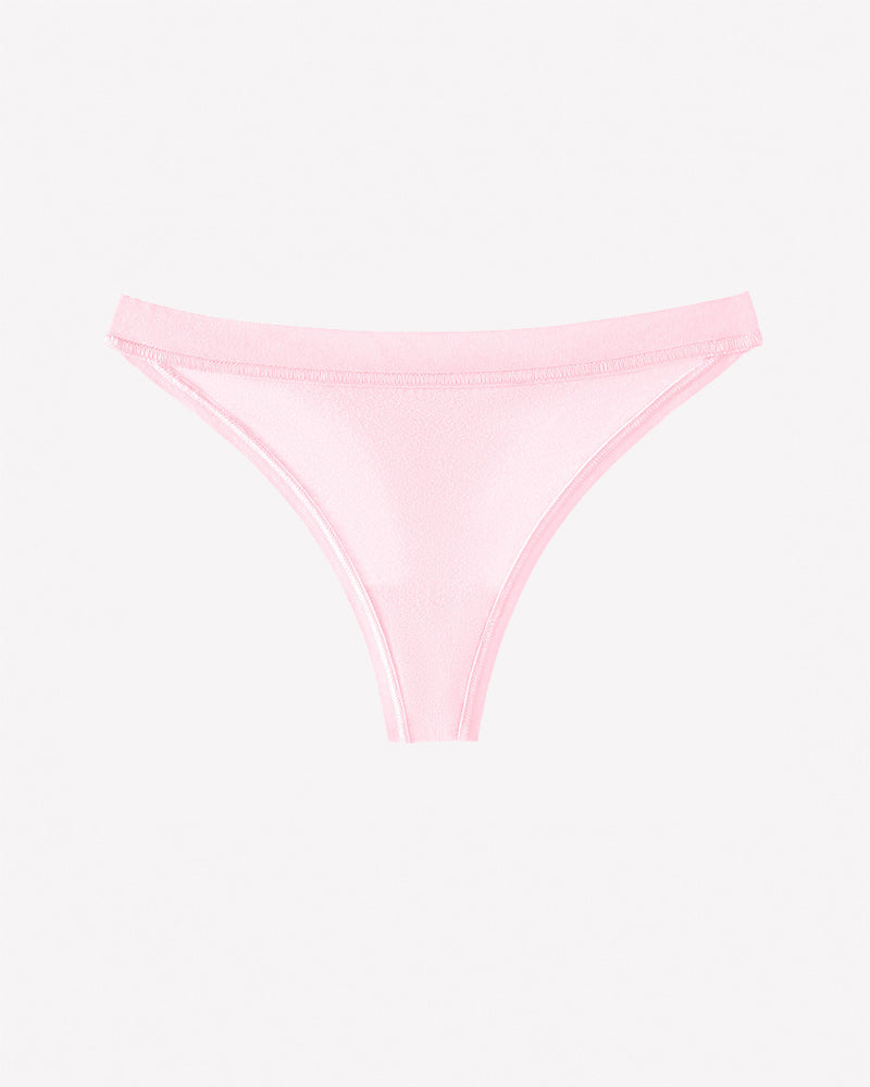Low-rise seamless thong panties, blush pink, cotton knit, low-rise cut