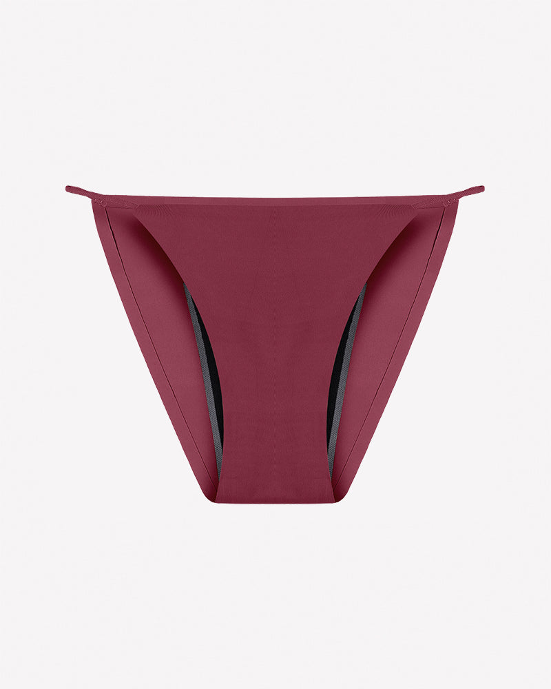 Wine-red leakproof period panties with side absorbent panels