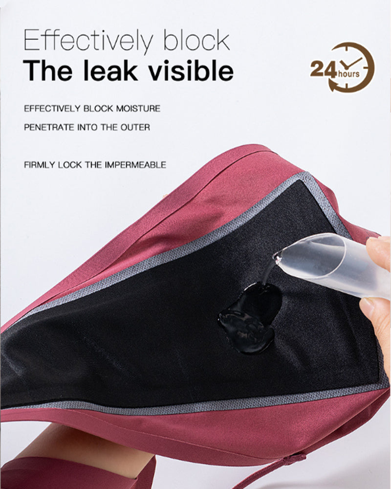 Burgundy leakproof period panties with waterproof absorbent layer detail