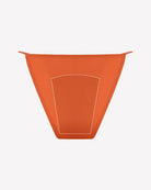 Orange leakproof period panties with outlined absorbent center area