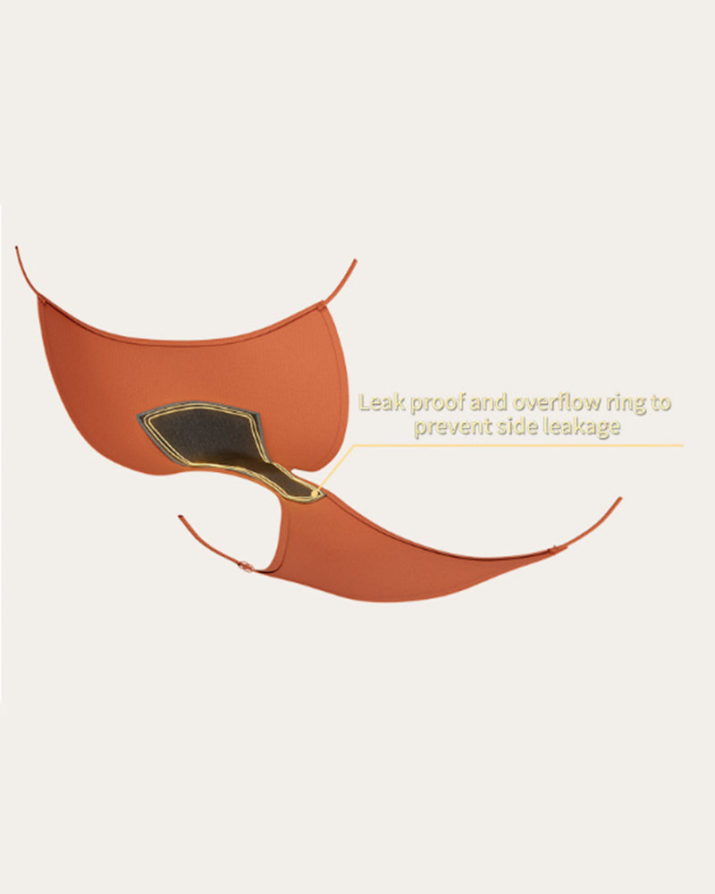 Orange leakproof period panties diagram with leak-preventing side area