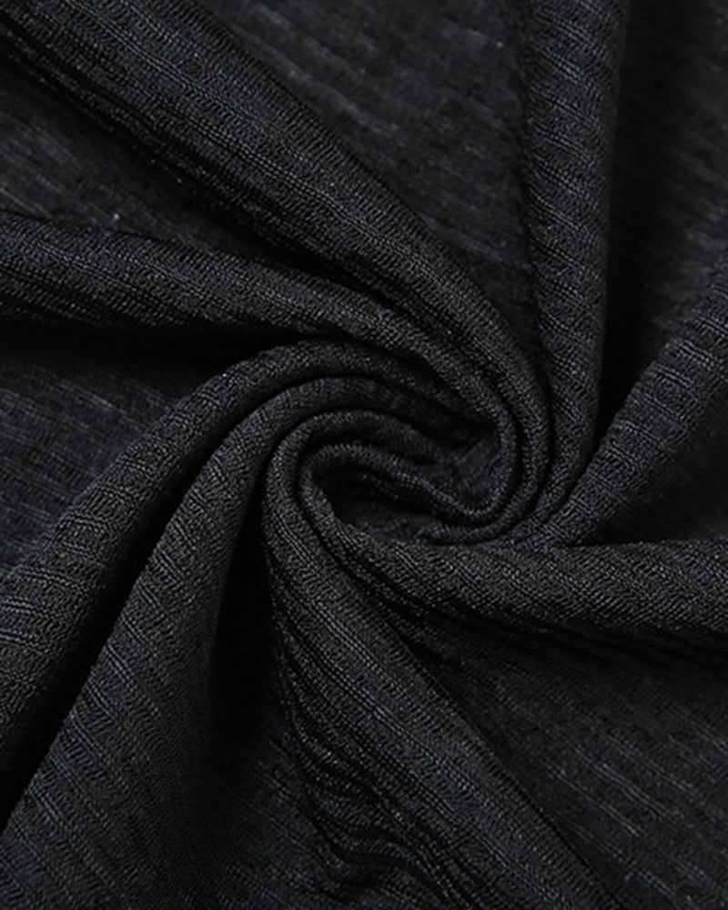 Black sheer mesh fabric swatch with fine woven texture