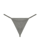 Gray ribbed micro G-string thong with V-front and minimal back coverage