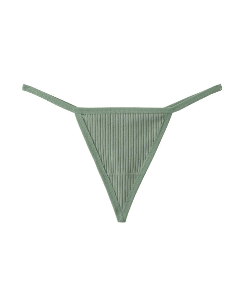 Ribbed micro G-string thong in light green
