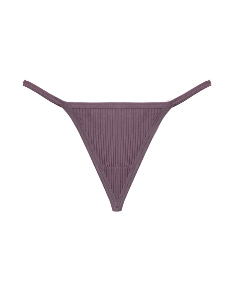 Ribbed micro G-string thong in purple