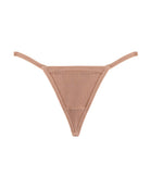 Ribbed micro G-string thong in beige