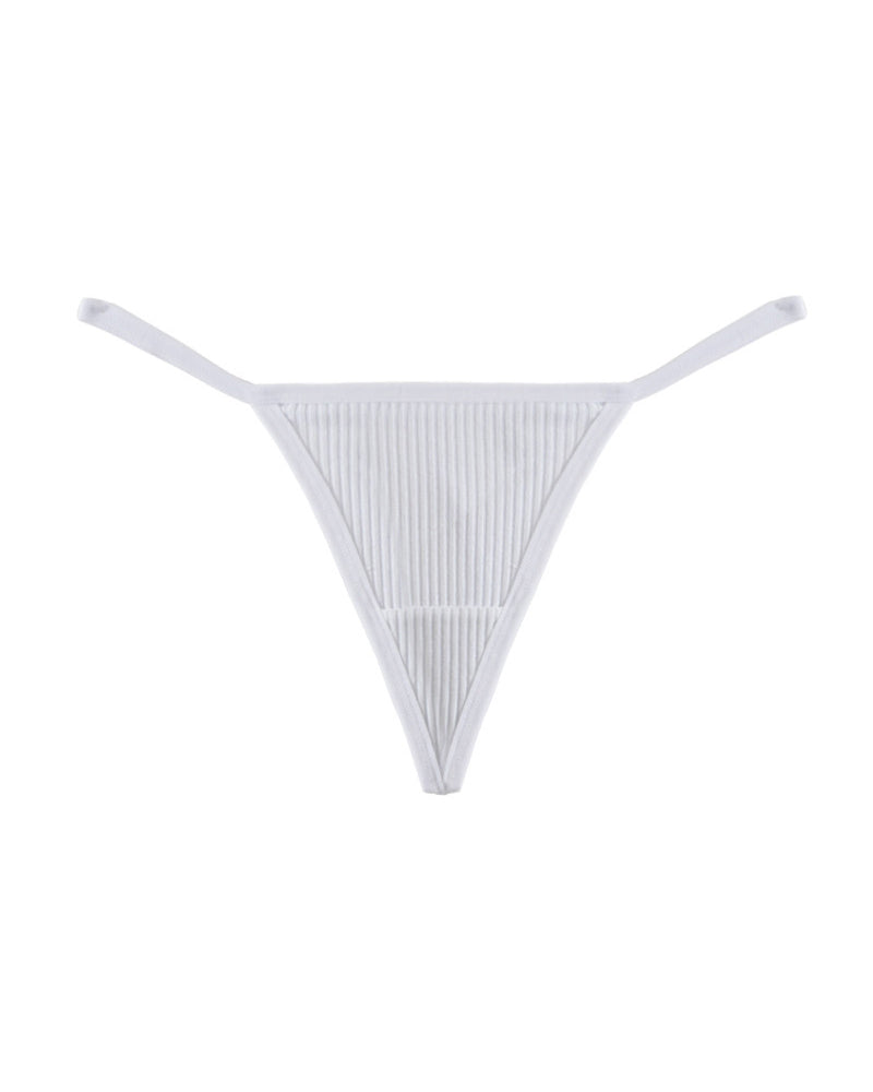 Ribbed micro G-string thong in white