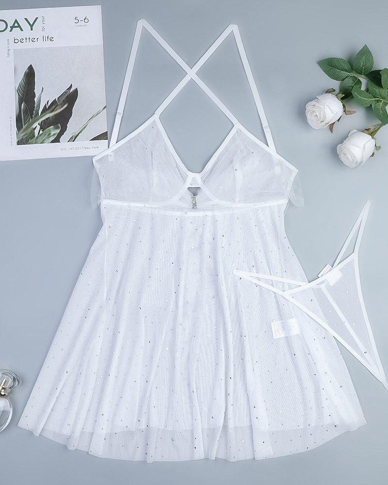 Women's Rhinestone Halter Babydoll Lingerie Sheer Glitter Mesh Dress - SYV010368_W-8.jpg