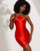 Women's Fringe Tassel Halter Bodycon Mini Dress Sparkle Party Dress