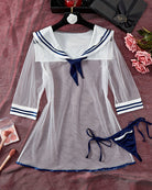 Women's Sailor Costume Lingerie Set Sheer Mesh Dress with Thong - SYV010398_CLB-2.jpg
