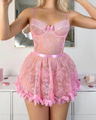 Women's Floral Lace Babydoll Lingerie with Petal Ruffle Hem and Thong - SYV010400_PI-3.jpg