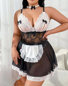 Women's Maid Costume Plus Size Lingerie Lace Babydoll Dress with Apron - SYV010403_B-6.jpg