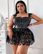 Women's Plus Size Faux Leather Corset Lingerie with Lace Skirt - SYV010405_B-1.jpg