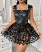 Women's Plus Size Faux Leather Corset Lingerie with Lace Skirt - SYV010405_B-5.jpg