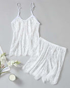 Floral Embroidery Lace Camisole Top and Shorts Set